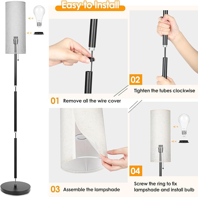 Floor Lamp for Living Room, 3 Color Temperature Modern Standing Lamps, Minimalist Floor Lights for Bedroom, Office, Reading,Gray