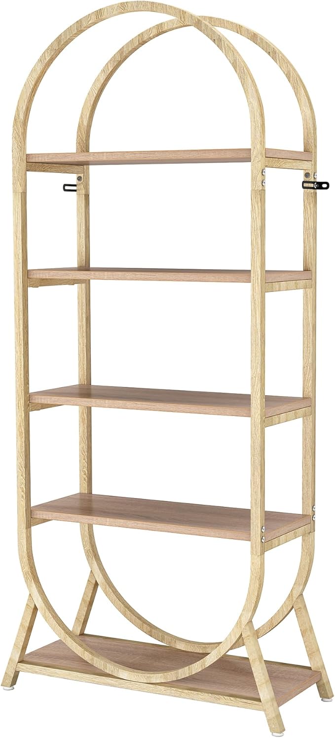 Tribesigns 5-Tier Open Bookshelf, 70.8" Tall Arched Bookcase, Modern Storage Bookshelves, Freestanding Display Rack Shelving Unit for Office, Bedroom, Living Room, Easy Assembly