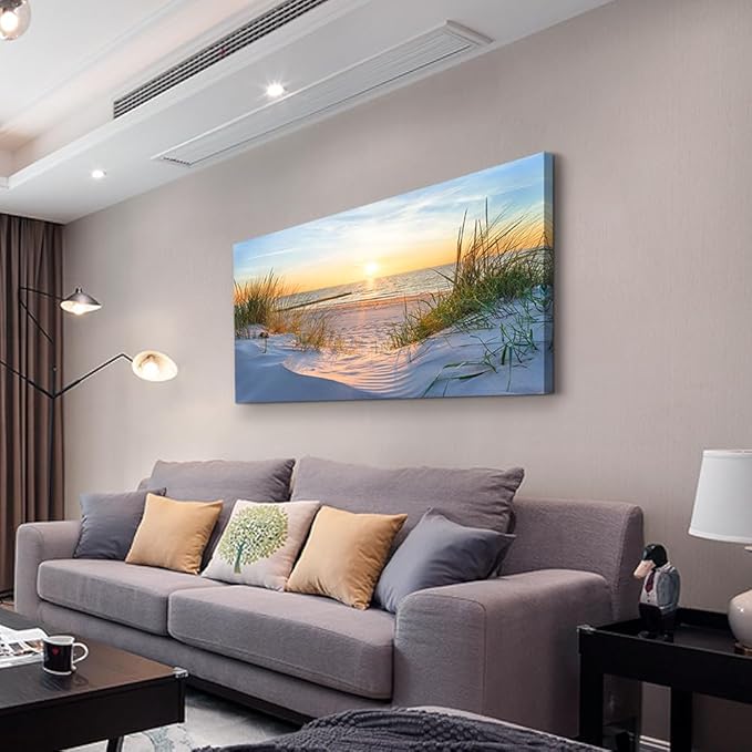 Wapluam Wall Art For Living Room Large Canvas Wall Decor For Bedroom Modern Fashion Office Decorations Ocean Beach Wall Paintings Blue Sea Landscape Pictures Prints Artwork Home Decor mural