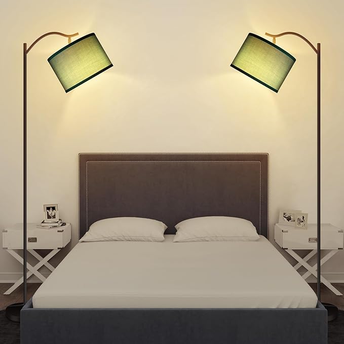 BoostArea Floor Lamp for Living Room,Arc Floor Lamp Remote Control,Stepless Dimmable Brightness & Colors Temperature 2700k-6500k,Foot Switch,Modern Standing Lamp for Bedroom Study Room Office,Green