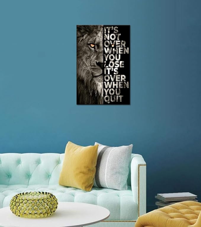 Wild Lion Letter Motivational Quote Art Posters Prints Canvas Painting Decorative Wall Art Home Decor for Office Living Room, Framed 12" x 16"