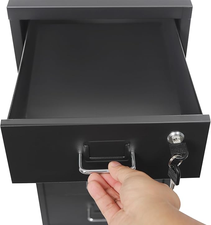 6-Drawer Metal File Cabinet, Metal Filing Storage Vertical Cabinets with Lock Home Office Filing Cabinets for Organization Hanging Letter/Legal/F4/A4 (Black)