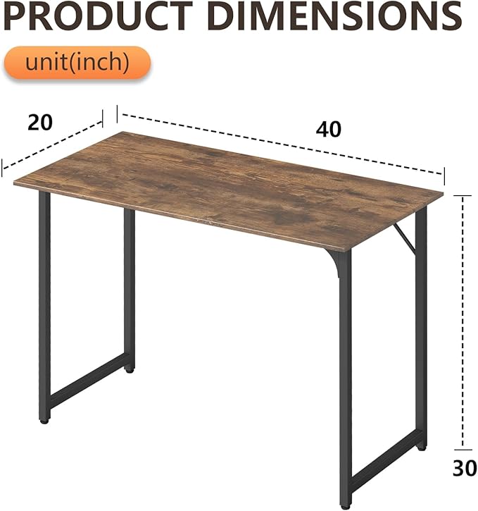BestOffice Computer Desk,Home Office Desk, Modern Simple Style for Home Office Study Writing (Brown, 39 Inch,2 Pack)