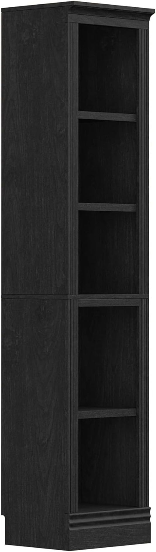 JAHRSTIM Halston Narrow Bookcase, Adjustable Storage Open Display Shelving Unit for Home and Office Space, 14”L x 15.75”W x 72.50”H, Black