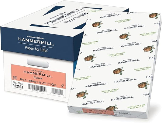 Hammermill Colored Paper, 20 lb Salmon Printer Paper, 11 x 17 - Made in the USA, Pastel Paper, 102103C - 5 Ream (2,500 Sheets)