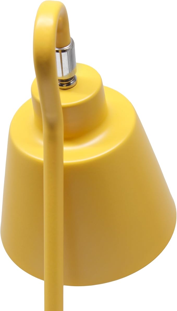 Simple Designs LD1073-YLW 16" Sleek Essentials Metal Looped Desk Task Lamp with Adjustable Shade and Dual USB Ports, for Office, Desk, Nightstand, Yellow