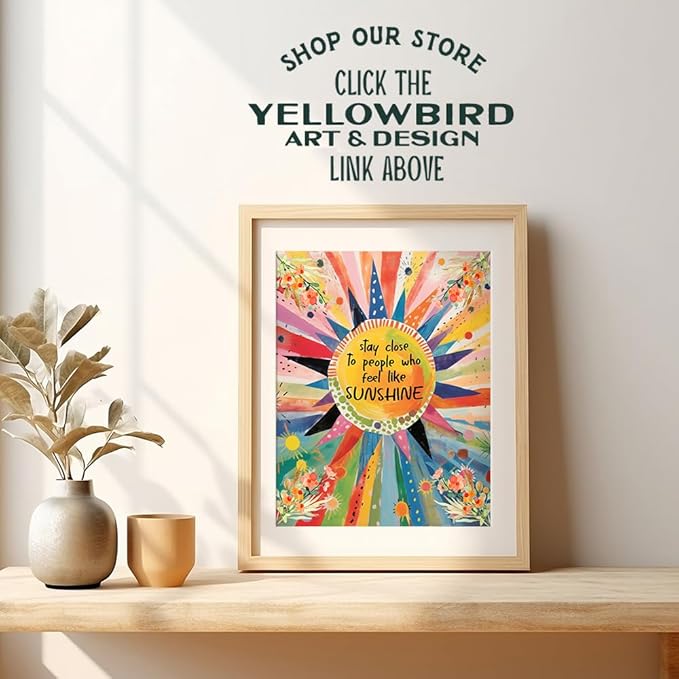 Inspirational Art positive Wall Decor - Colorful Watercolor Family Room Decor - positive Sayings Wall Art for Women, Happy Home Picture - Womens Bedroom Artwork, Inspirational Quotes Living room Print