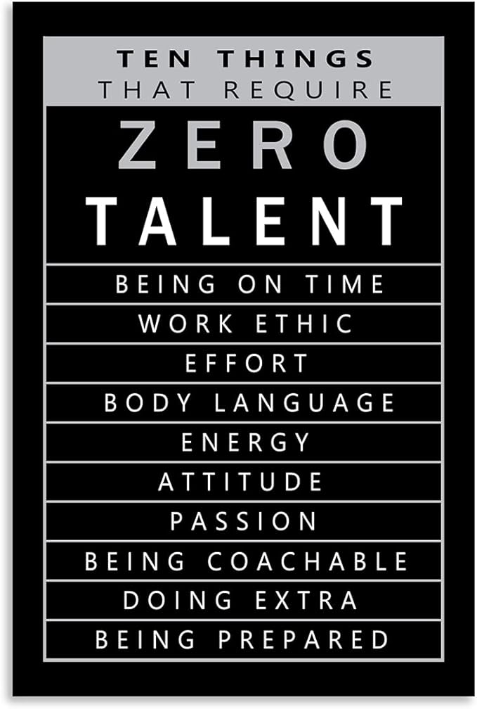 Inspiring Office Canvas Wall Art Ten Things That Require Zero Talent Picture Inspirational Painting Positive Modern Entrepreneur Quotes Poster Home Decor Office Bedroom Ready to Hang[24''W x 36''H]