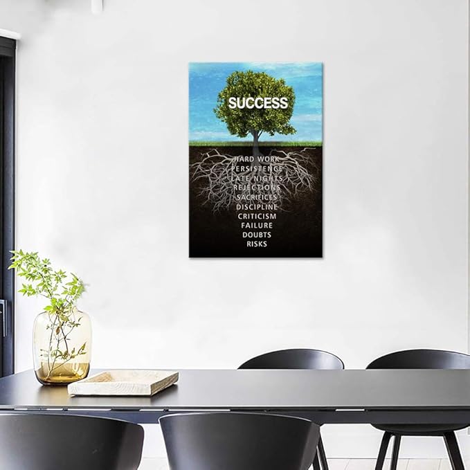 Yatsen Bridge Success Tree Inspirational Posters Motivational Canvas Wall Art Inspiring Entrepreneur Quotes Painting Modern Pop Posters Prints Artwork for Office Gym Classroom Framed (24 x 36 in)