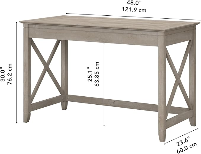 Bush Home Key West Writing Desk for Home Office in Washed Gray | 48W Small Modern Farmhouse Table