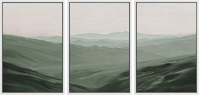 SIGNWIN Framed Canvas Print Wall Art Set Rolling Green Mountain Hill Environment Nature Wilderness Photography Modern Art Chic Landscape for Living Room, Bedroom, Office - 24"x36"x3 White