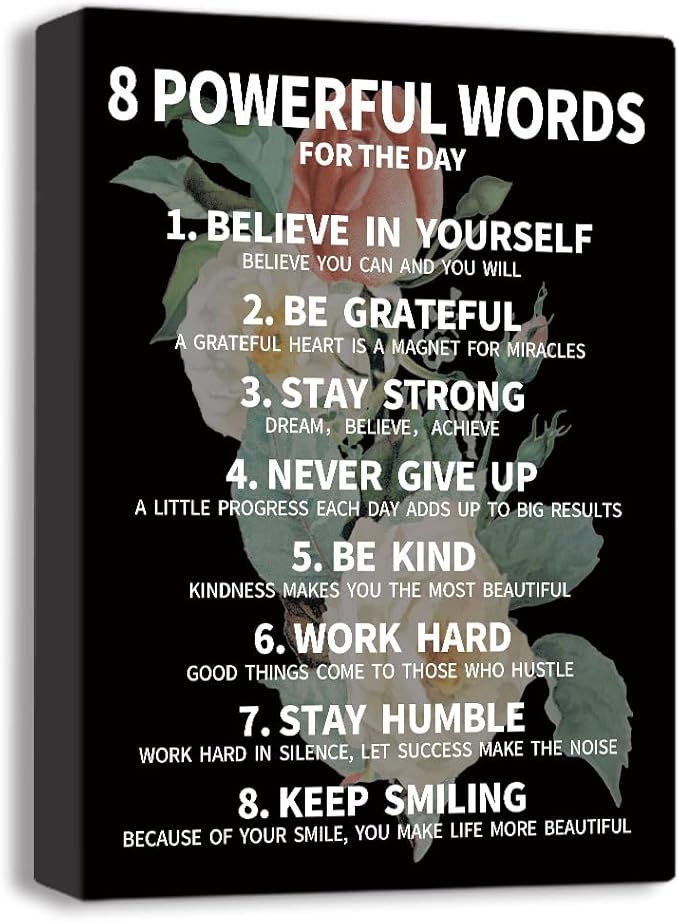 8 Rules Of Life Canvas Decoration Painting, Suitable For Office, School, Library,Home (29x38cm) Framed (rose-8)