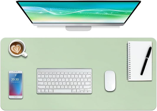 Boutilon Leather Desk Pad Protector,Non-Slip Mouse Pad,Laptop Desk Pad,Office Mouse Mat,Waterproof Leather Desk Blotter,Desk Writing Pad for Office and Home (XXL-Green,47.2"x 17")