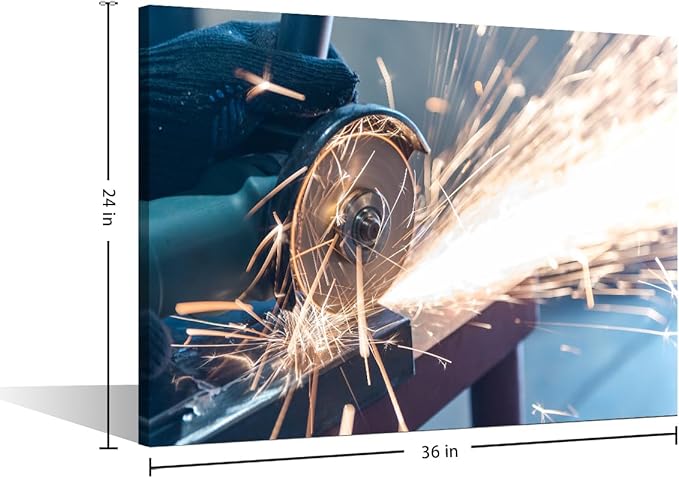 Large Canvas Wall Art Cutting Metal Canvas Painting Wall Art Machine Wall Decor Modern Artwork for Home Walls Framed Wall Art Home Wall Decor Canvas Wall Art Ready to Hang, 24" x36"