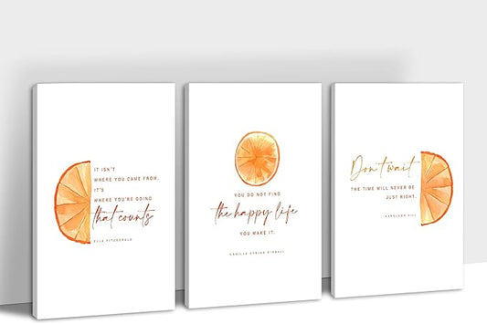 SHMAO Office Canvas Wall Art Motivational Wall Decor, 3 Piece Modern Orange Canvas Print Pictures for Office Wall Decor Women Inspirational Framed Artwork Home Office Decor 16”x24”x3 Panels