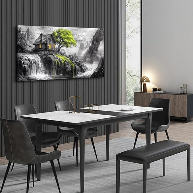 ERQINHUA Black And White Wall Painting Canvas Wall Art For Living Room Wall Decor For Bedroom Office Decoration Green Tree Landscape Pictures Artwork Modern Inspiration Posters Home Decor 20"X40"
