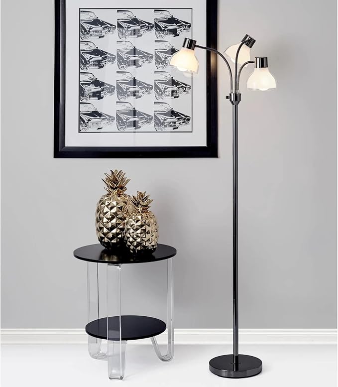 Adesso 3566-01 Presley 3-Arm Floor Lamp, 69 in., 3 X 40W Incandescent/ 13W CFL, Black Nickel, 1 Indoor Lighting