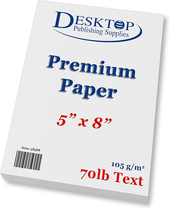 Bright White Blank 5x8 Paper - Premium Feel 70lb Text - 100 Pack