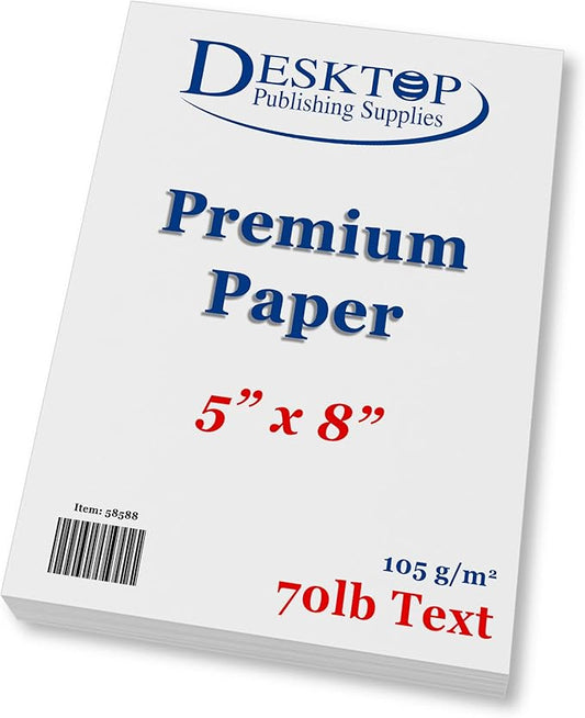 Bright White Blank 5x8 Paper - Premium Feel 70lb Text - 250 Pack