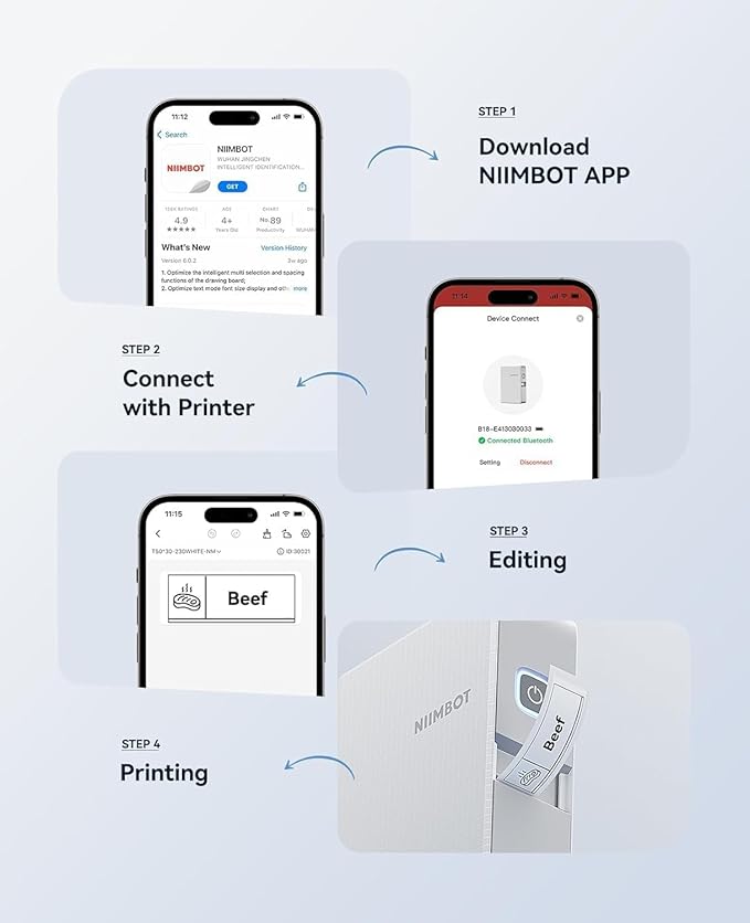 Label Maker-N1 Bluetooth Label Maker Machine, Portable Label Printer with Ribbon and Paper-Smartphone Label Printer for Labeling Office Medical Chemistry Industry Organization, Type-C Rechargeable