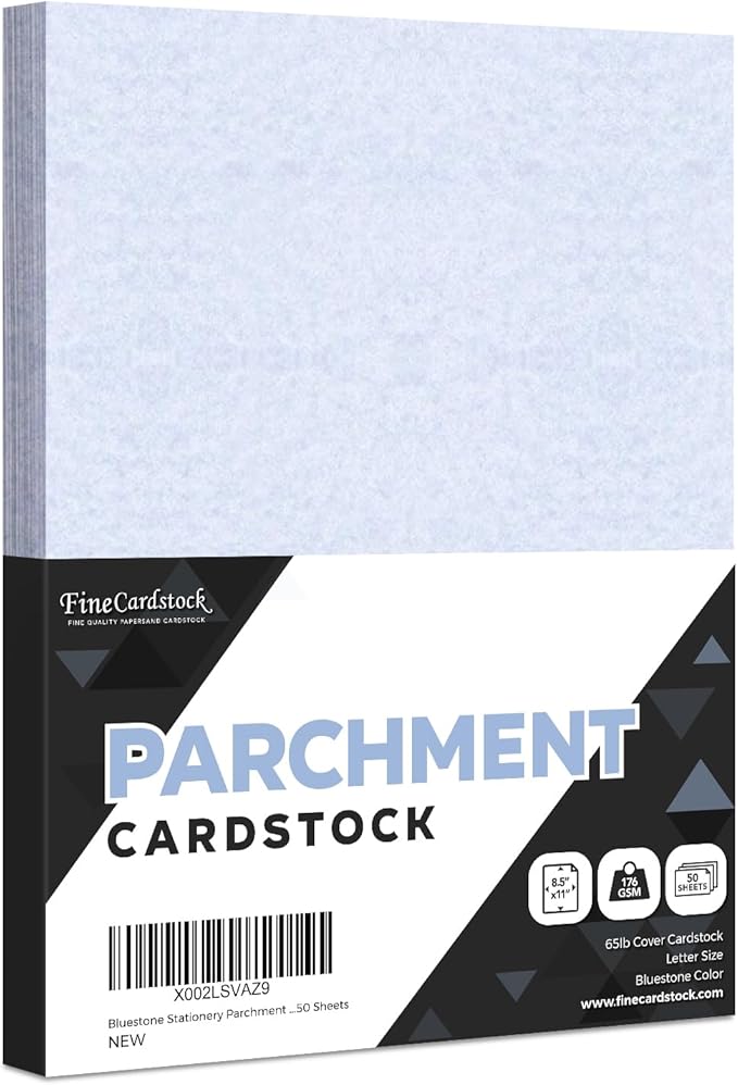 Bluestone Stationery Parchment Recycled Paper | 65Lb Cover Cardstock | 8.5” x 11” Inches | 50 Sheets Per Pack