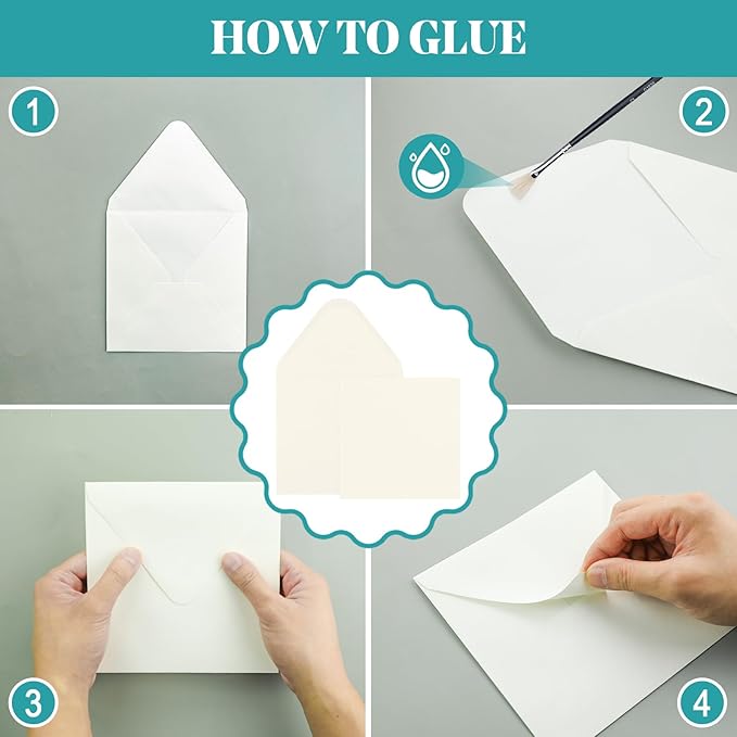20PK 6X6 Ivory Blank Card Envelopes Set Square Folded Thank You Cards 300GSM Heavy-weight Printable Cardstock Tented Note Cards for Invitations Wedding Baby Shower, Holiday and All Occasion