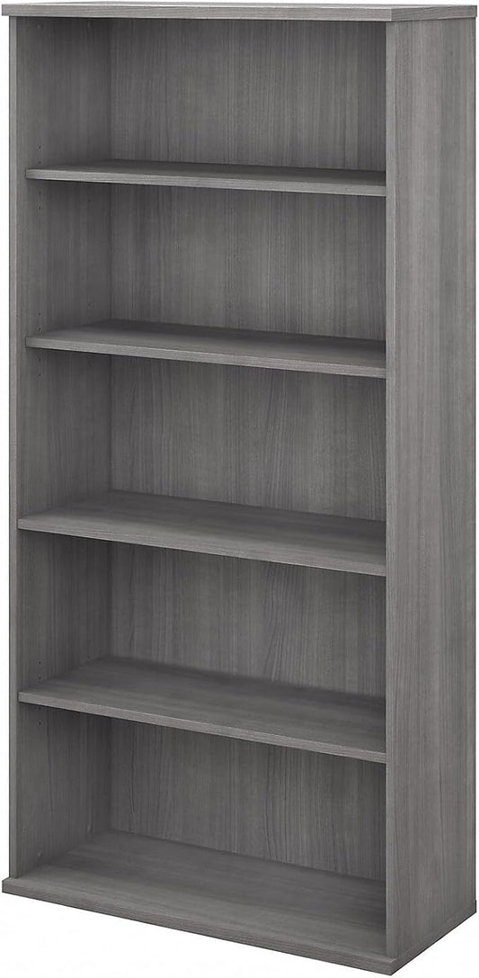 Bush Business Furniture Studio C Tall 5 Shelf Bookcase in Platinum Gray, Large Bookshelf for Home or Professional Workplace Organization
