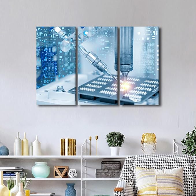 TUMOVO Wall Decor for Bedroom Machine Pictures Soldering Machine Canvas Prints Wall Art Canvas Artwork Wall Decor 3 Piece Wall Art Bathroom Decor Wall Art Canvas Frame Hanging Decor, 42x28 Inch