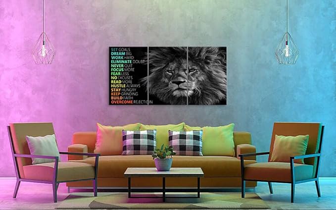 Lion Posters Inspirational Canvas Wall Art Office Wall Decor Inspirational Picture Entrepreneur Quote Canvas Print Artwork Living room Bedroom Decor Framed Ready to Hang[72''Wx 36''H]