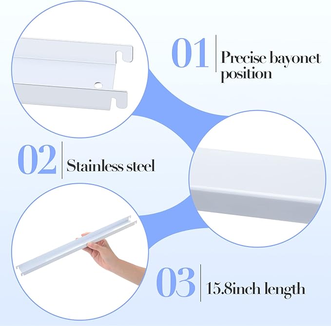 Patelai 12 Pcs Lateral Front to Back File Bar Rails Hanging File Cabinet Rails Stainless Steel Drawer Inserts for Sides Letter Size Folders Office Home, White 15.76 Inches Long