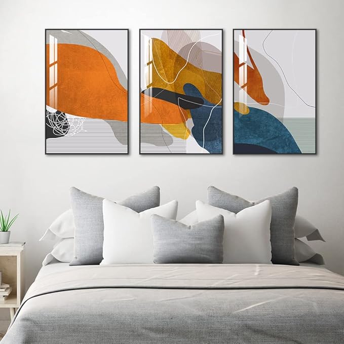 Framed Abstract Wall Art for Living Room,3-piece Set of Famous Paintings Posters Prints Minimalism Natural Fusion Bedroom Bathroom Office Wall Art Deco Large Size 24 "X 32" (24 "X 32")