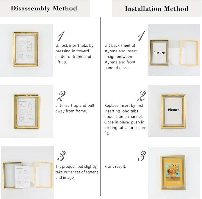 Golden State Art, 7 Pack Floating Frames for One 11x14, Two 8x10, and Four 5x7 Pictures. Aluminum Photos Frame for Wall Display (Rose Gold)