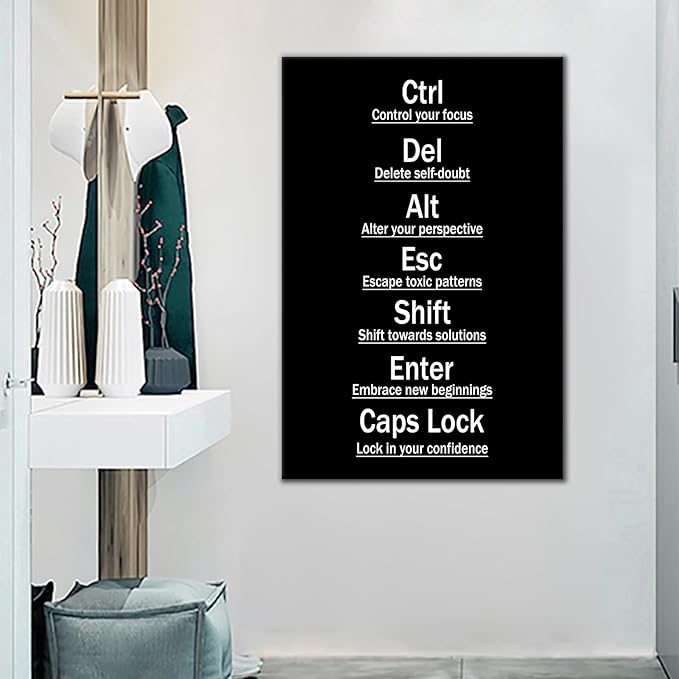 DINGFUN Inspirational Wall Decor Motivational Office Wall Art Home Gym Decor Poster Canvas Print Artwork for Modern Home Men Classroom Workplace Hallway Picture Painting Ready to Hang [24''Wx36''H]