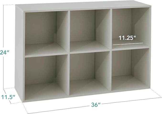 Best Choice Products Kids Bookcase 6-Cube Storage Organizer, 11in Shelf Opening, Bookshelf, Toy Storage, Customizable w/ 3 Removable Back Panels – Gray