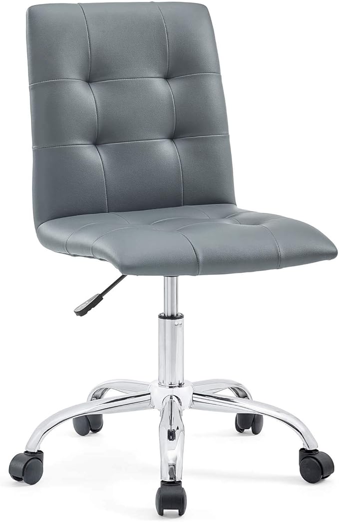 Modway Prim Ribbed Armless Mid Back Swivel Conference Office Chair In Gray
