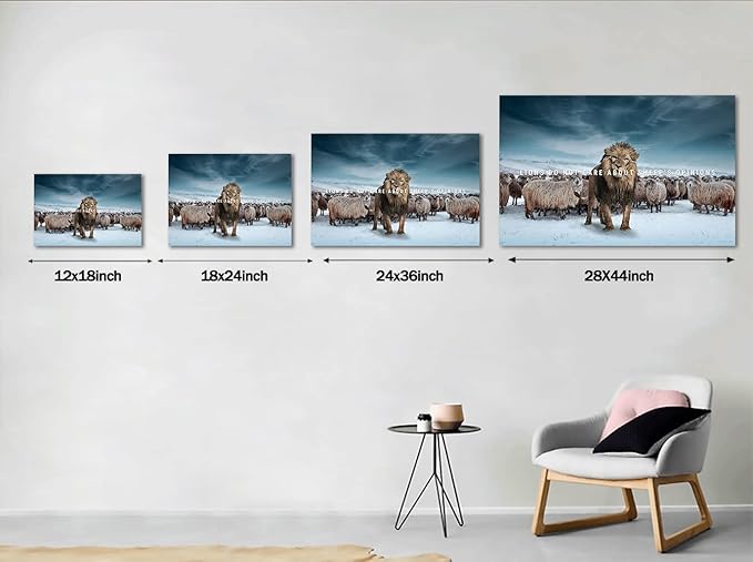 Lion Do Not Care About Sheep's Opinions-Motivational Successful Entrepreneur Quotes Wall Art Inspiring Office Decor for Walls Lion and Sheeps Artwork for Office Framed Easy to Hang, 44" Wx28 H