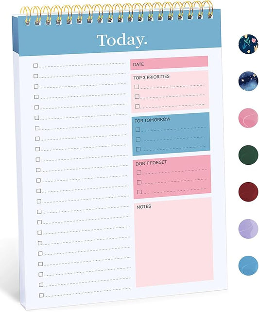 Taja To Do List Notepad - To Do List Notebook for Work with 52 Sheets, 9.8" x 6.5", Undated Daily Planner Perfect for Daily Tasks and Goal Setting, Notepad Suitable for Office, Home & School - Early Dawn