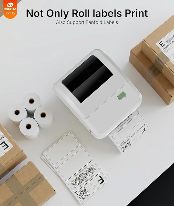 Rongta Bluetooth Shipping Label Printer RP415, Wireless 4x6 Thermal Label Printer for Shipping Packages, Small Business, Home, Office, Compatible with Amazon, Etsy, USPS, Shopify