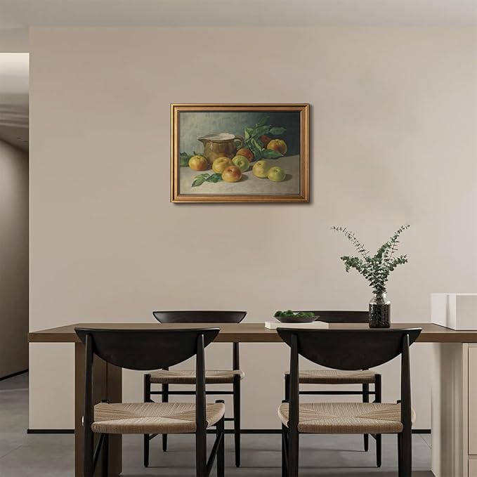 Gold Framed Wall Art Vintage Canvas Wall Art Harvest Apples Still Life Artwork Prints Picture for Living Room Bedroom Farmhouse Bathroom Office Decor, 16x24
