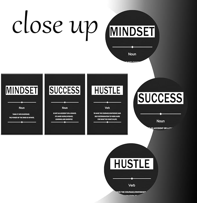 Motivational 3 Piece Canvas Poster Print Wall Art Inspirational Entrepreneur Quote Wall Decor Positive Sign Picture Painting Artwork for Living Room Office School Stretched the Framed [72''Wx 36''H]