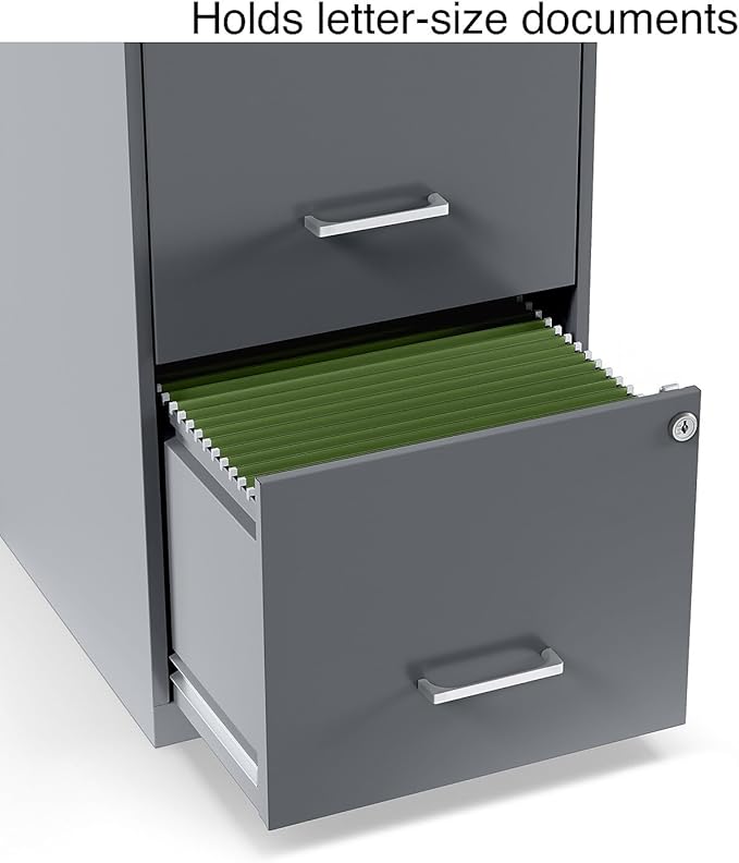 STAPLES Vertical File Cabinet for Letter/Legal Files, 2-Drawer, Letter/Legal Compatible, Locking, Graphite
