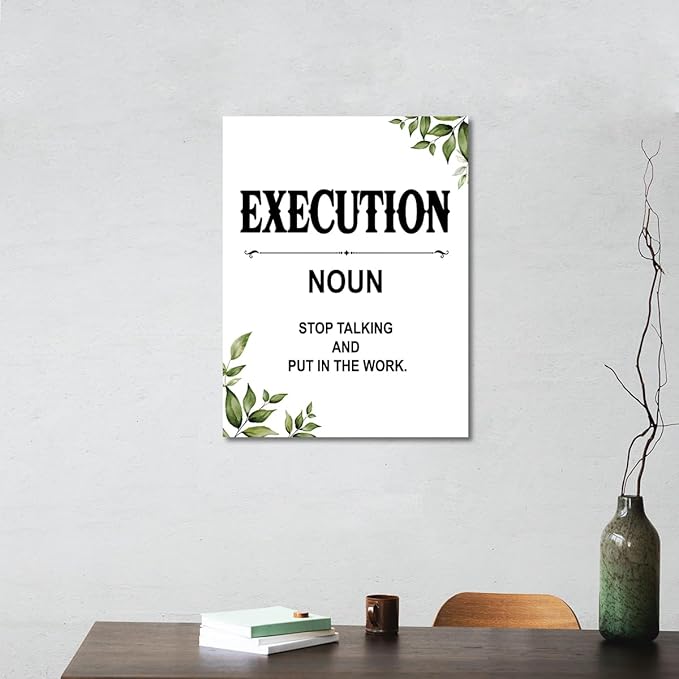 Gwisml Execution Definition Wall Art,Inspirational Quotes Canvas Frame Paintings For Office Home Workplace Wall Art Decor