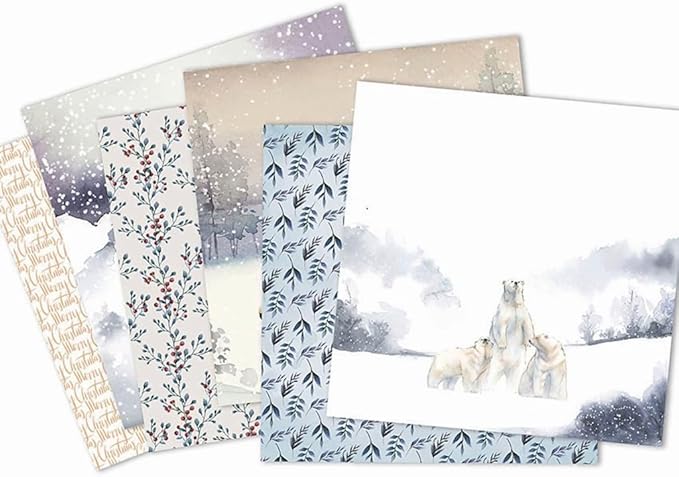 Winter Woodland Scrapbook Paper Pad 6x6 Inch – 24 Sheets (12 Double-Sided Designs) | Deer, Fox, Polar Bear, Plaid & Holiday Pattern Cardstock for Card Making, Scrapbooking & Junk Journals