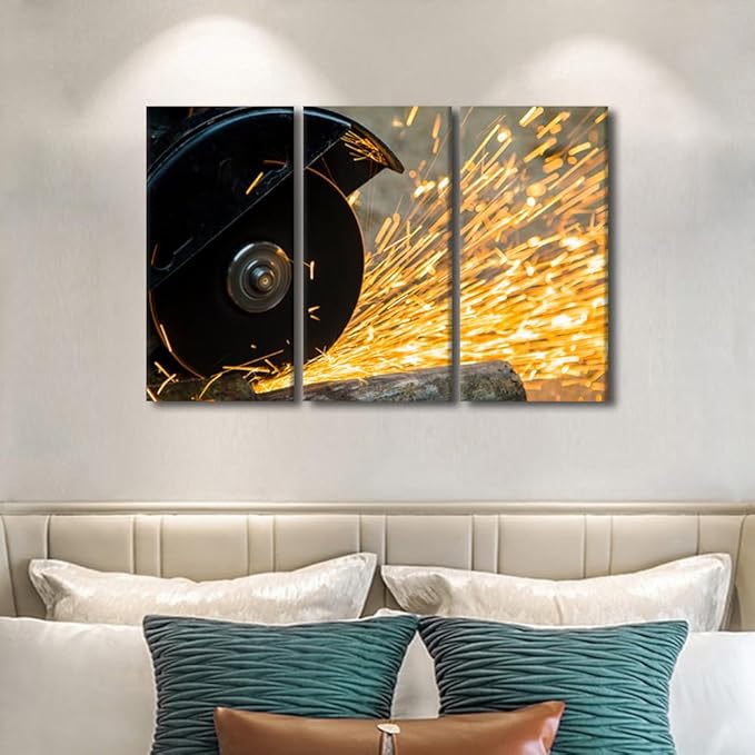 Artwork for Walls Tools Technology Canvas Paintings Wall Art Machine Pictures Wall Decor for Bedroom Framed Canvas Art 3 Panel Posters & Prints Canvas Wall Art Ready to Hang, 36x24 Inch