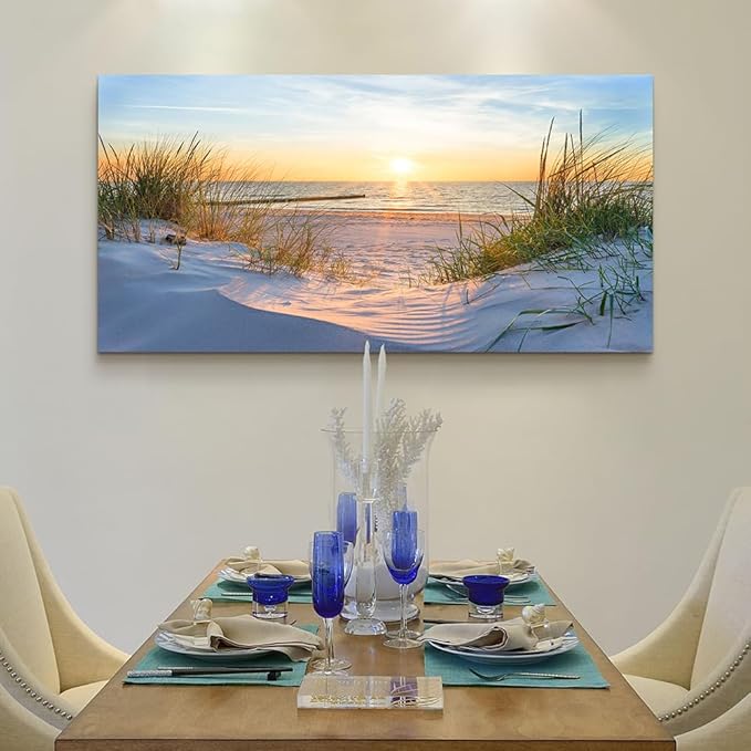 Wapluam Wall Art For Living Room Large Canvas Wall Decor For Bedroom Modern Fashion Office Decorations Ocean Beach Wall Paintings Blue Sea Landscape Pictures Prints Artwork Home Decor mural