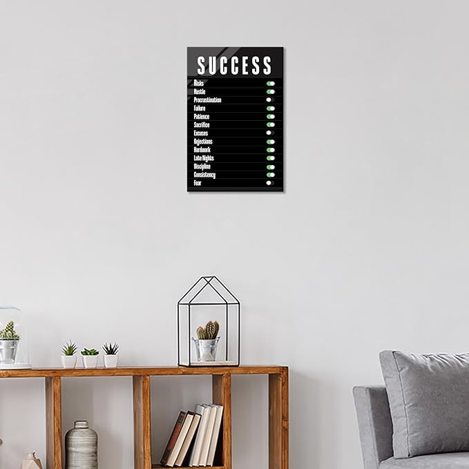 Trendy Success Settings Wall Art Motivational Quotes Inspirational Canvas Poster Large Motto Modern Encouraging Sign Prints Painting For Office Living Room Wall Decor 12x16in Framed