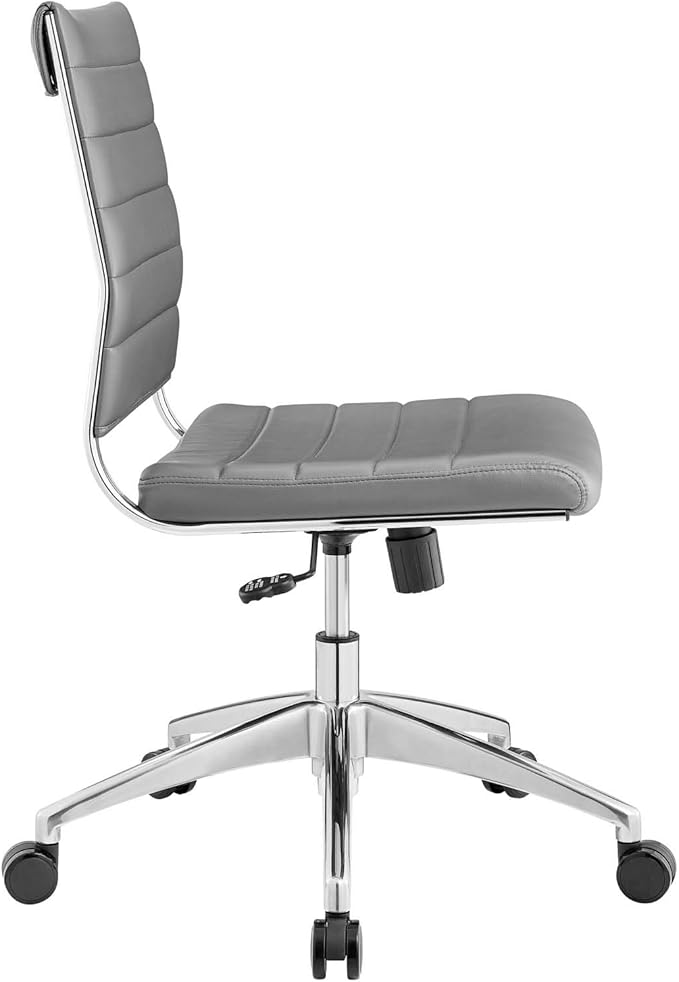 Modway Jive Ribbed Armless Mid Back Swivel Conference Chair In Gray
