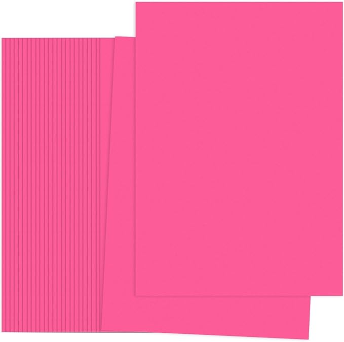 PATIKIL Fluorescent Rose Red Colored Copy Paper, 50 Sheets 8.3x5.9" A5 19lb/70gsm Double Sided Colorful Print Paper Bulk Sheet DIY Craft Art Projects Supplies for Printer Origami