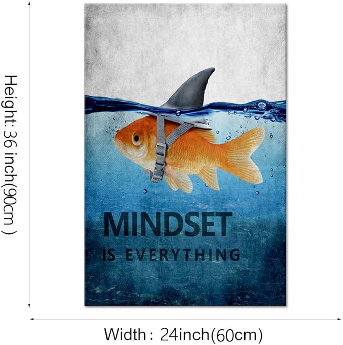 Yatsen Bridge Modern Mindset is Everything Inspirational Posters Goldfish Canvas Entrepreneur Motivational Office Quotes Wall Decor Inspirational Artwork for Home Office Gym Decor - 24''Wx36''H