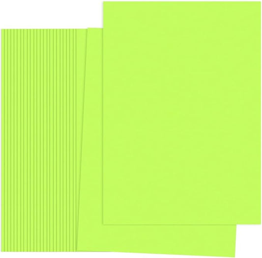 PATIKIL Fluorescent Green Colored Copy Paper, 50 Sheets 8.3x5.9" A5 19lb/70gsm Double Sided Colorful Print Paper Bulk Sheet DIY Craft Art Projects Supplies for Printer Origami